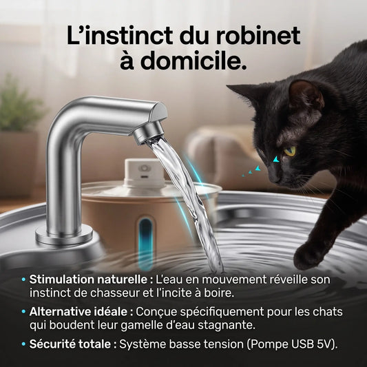 Fontaine inox sans fil — L'hydratation que votre chat mérite