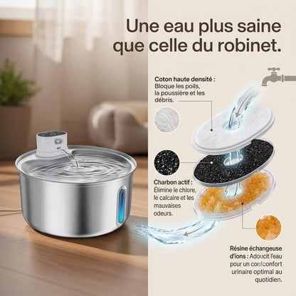Fontaine inox sans fil — L'hydratation que votre chat mérite